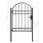 Puerta de jardín con arco superior 100x125 cm acero negro de vidaXL, Puertas de jardín - Ref: Foro24-143085, Precio: 195,02 €...