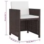 Set de comedor jardín 5 pzas y cojines ratán sintético marrón de vidaXL, Conjuntos de jardín - Ref: Foro24-43899, Precio: 263...