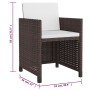 Set de comedor jardín 5 pzas y cojines ratán sintético marrón de vidaXL, Conjuntos de jardín - Ref: Foro24-43899, Precio: 339...