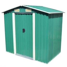 Caseta de jardín de metal 204x132x186 cm verde de vidaXL, Cobertizos - Ref: Foro24-42909, Precio: 228,52 €, Descuento: %