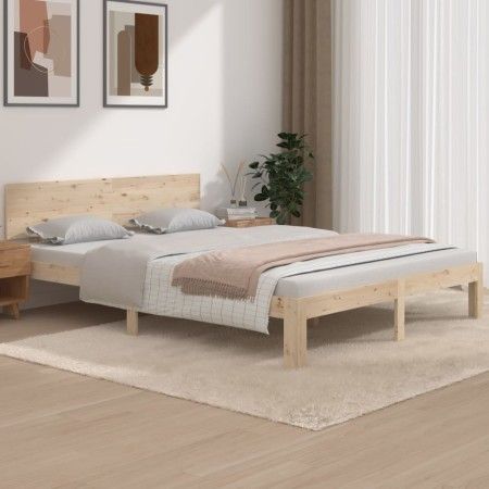 Estructura de cama madera maciza 150x200 cm de vidaXL, Camas y somieres - Ref: Foro24-810500, Precio: 118,58 €, Descuento: %