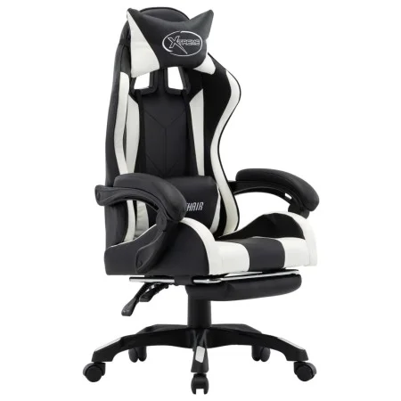 Silla gaming con reposapiés cuero sintético blanco y negro de vidaXL, Sillas de oficina - Ref: Foro24-287991, Precio: 172,88 ...