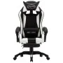 Silla gaming con reposapiés cuero sintético blanco y negro de vidaXL, Sillas de oficina - Ref: Foro24-287991, Precio: 172,88 ...
