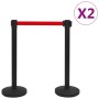 Barrera de cinta tipo aeropuerto hierro negro 4 uds de vidaXL, Barreras de seguridad - Ref: Foro24-149577, Precio: 135,29 €, ...