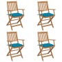 Sillas de jardín plegables 4 uds y cojines madera maciza acacia en Sillas de jardín | Comprar online en Foru.es