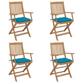 Sillas de jardín plegables 4 uds y cojines madera maciza acacia en Sillas de jardín | Comprar online en Foru.es