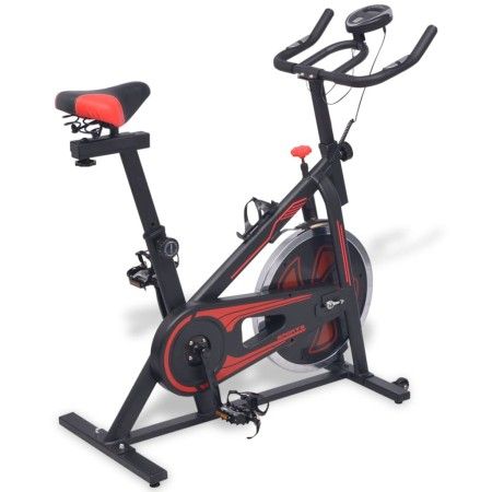 Bicicleta estática con sensores de pulso negra y roja de vidaXL, Bicicletas estáticas - Ref: Foro24-91190, Precio: 244,88 €, ...