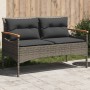 Banco de jardín con cojines ratán sintético gris 116x62,5x74 cm en Bancos de jardín | Comprar online en Foru.es