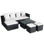 Set muebles de jardín 4 piezas y cojines ratán sintético negro de vidaXL, Conjuntos de jardín - Ref: Foro24-42586, Precio: 44...