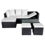Set muebles de jardín 4 piezas y cojines ratán sintético negro de vidaXL, Conjuntos de jardín - Ref: Foro24-42586, Precio: 44...
