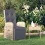Sillón reclinable de jardín con cojín ratán sintético gris de vidaXL, Sillas de jardín - Ref: Foro24-47677, Precio: 150,79 €,...