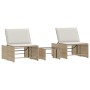 Tumbonas 2 piezas con mesa ratán sintético beige en Tumbonas | Comprar online en Foru.es