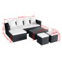 Set muebles de jardín 4 piezas y cojines ratán sintético negro de vidaXL, Conjuntos de jardín - Ref: Foro24-42586, Precio: 44...