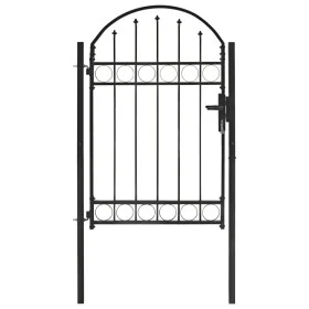 Gartentor mit Oberbogen 100x150 cm aus schwarzem Stahl von vidaXL, Gartentore - Ref: Foro24-143086, Preis: 195,62 €, Rabatt: %