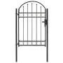 Gartentor mit Oberbogen 100x150 cm aus schwarzem Stahl von vidaXL, Gartentore - Ref: Foro24-143086, Preis: 195,62 €, Rabatt: %