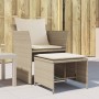 Sillón de jardín con reposapiés ratán sintético beige en Conjuntos de jardín | Comprar online en Foru.es