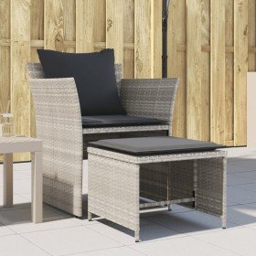 Sillón de jardín con reposapiés ratán sintético gris claro en Conjuntos de jardín | Comprar online en Foru.es