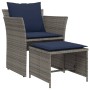 Sillón de jardín con reposapiés ratán sintético gris en Conjuntos de jardín | Comprar online en Foru.es