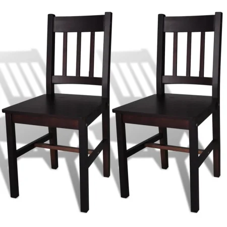 Sillas de comedor 2 unidades madera de pino marrón oscuro de vidaXL, Sillas de comedor - Ref: Foro24-241516, Precio: 117,10 €...