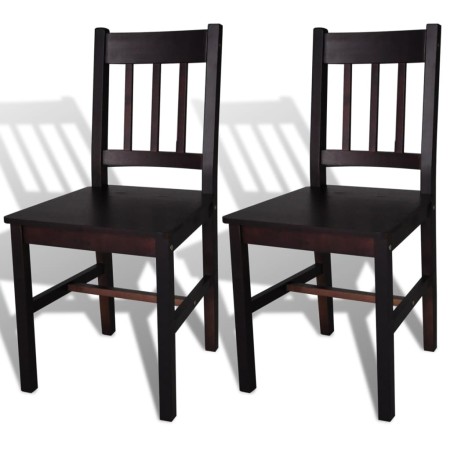 Sillas de comedor 2 unidades madera de pino marrón oscuro de vidaXL, Sillas de comedor - Ref: Foro24-241516, Precio: 110,11 €...