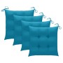 Sillas de jardín 4 uds madera teca con cojines azul claro de vidaXL, Sillas de jardín - Ref: Foro24-3065636, Precio: 386,72 €...