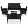 Set muebles de jardín 5 piezas y cojines ratán sintético negro de vidaXL, Conjuntos de jardín - Ref: Foro24-45895, Precio: 27...