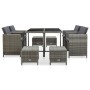 Set de comedor de jardín 9 pzas y cojines ratán sintético gris de vidaXL, Conjuntos de jardín - Ref: Foro24-46536, Precio: 53...
