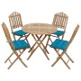 Set de comedor de jardín plegable con cojines 5 piezas bambú de vidaXL, Conjuntos de jardín - Ref: Foro24-3063979, Precio: 29...
