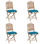 Set de comedor de jardín plegable con cojines 5 piezas bambú de vidaXL, Conjuntos de jardín - Ref: Foro24-3063979, Precio: 29...