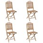 Set de comedor de jardín plegable con cojines 5 piezas bambú de vidaXL, Conjuntos de jardín - Ref: Foro24-3063979, Precio: 29...