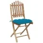 Set de comedor de jardín plegable con cojines 5 piezas bambú de vidaXL, Conjuntos de jardín - Ref: Foro24-3063979, Precio: 28...