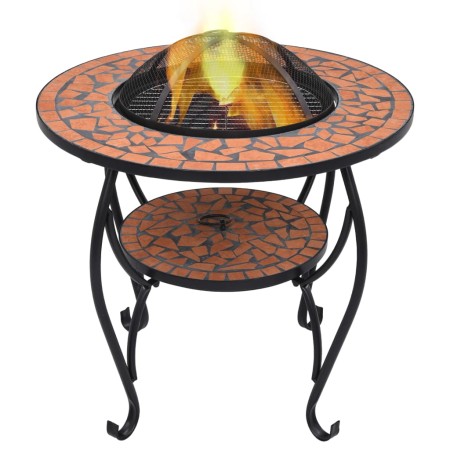 Mesita con brasero de mosaico cerámica terracota 68 cm de vidaXL, Chimeneas - Ref: Foro24-46723, Precio: 138,70 €, Descuento: %