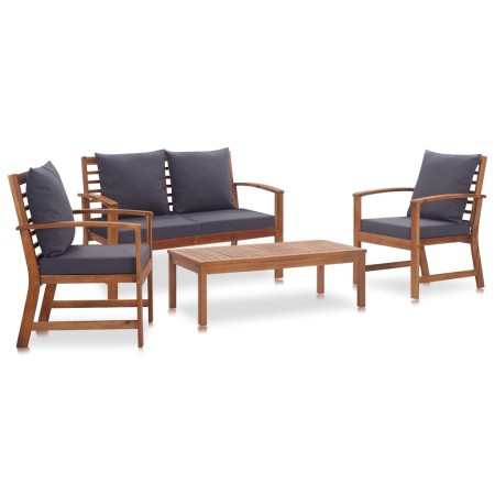 Muebles de jardín 4 piezas con cojines madera acacia maciza de vidaXL, Conjuntos de jardín - Ref: Foro24-47284, Precio: 407,0...