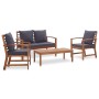 Muebles de jardín 4 piezas con cojines madera acacia maciza de vidaXL, Conjuntos de jardín - Ref: Foro24-47284, Precio: 407,0...
