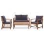 Muebles de jardín 4 piezas con cojines madera acacia maciza de vidaXL, Conjuntos de jardín - Ref: Foro24-47284, Precio: 407,0...