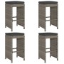 Taburetes altos de bar de jardín cojines 4 uds ratán PE gris en Sillas de jardín | Comprar online en Foru.es