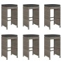 Taburetes altos de bar de jardín cojines 6 uds ratán PE gris en Sillas de jardín | Comprar online en Foru.es