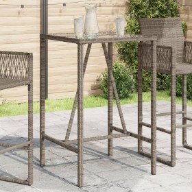 Mesa de bar de exterior ratán sintético gris 70x70x110 cm en Mesas de jardín | Comprar online en Foru.es
