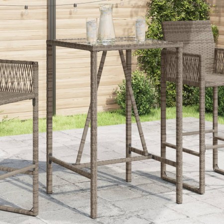 Mesa de bar de exterior ratán sintético gris 70x70x110 cm en Mesas de jardín | Comprar online en Foru.es