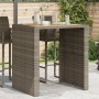 Mesa alta jardín superficie madera ratán PE gris 105x80x110 cm en Mesas de jardín | Comprar online en Foru.es