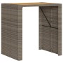 Mesa alta jardín superficie madera ratán PE gris 105x80x110 cm en Mesas de jardín | Comprar online en Foru.es