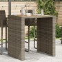Mesa alta jardín superficie madera ratán PE gris 105x80x110 cm en Mesas de jardín | Comprar online en Foru.es