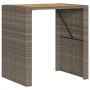 Mesa alta jardín superficie madera ratán PE gris 105x80x110 cm en Mesas de jardín | Comprar online en Foru.es