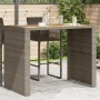 Mesa alta jardín superficie madera ratán PE gris 145x80x110 cm en Mesas de jardín | Comprar online en Foru.es