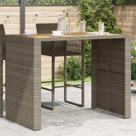 Mesa alta jardín superficie madera ratán PE gris 145x80x110 cm en Mesas de jardín | Comprar online en Foru.es