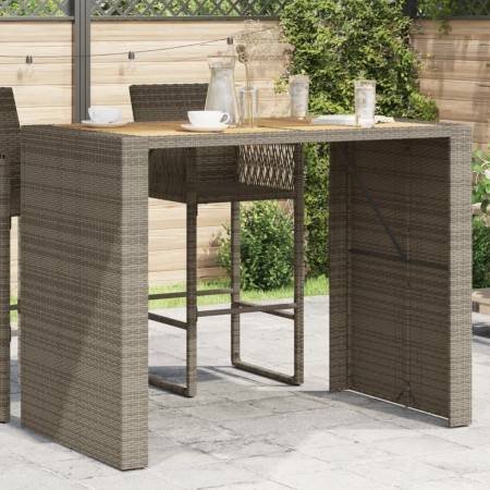Mesa alta jardín superficie madera ratán PE gris 145x80x110 cm en Mesas de jardín | Comprar online en Foru.es
