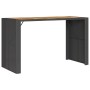 Mesa alta jardín superficie madera ratán PE negro 185x80x110 cm en Mesas de jardín | Comprar online en Foru.es
