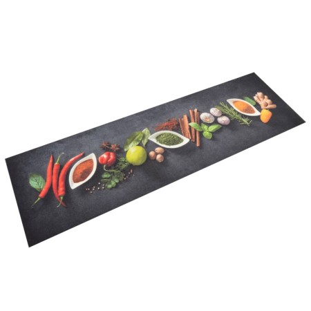 Alfombra de cocina lavable terciopelo dibujo especias 45x150 cm de vidaXL, Felpudos - Ref: Foro24-136540, Precio: 27,53 €, De...