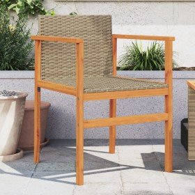 Sillas de jardín 2 uds madera maciza y ratán sintético beige en Sillas de jardín | Comprar online en Foru.es