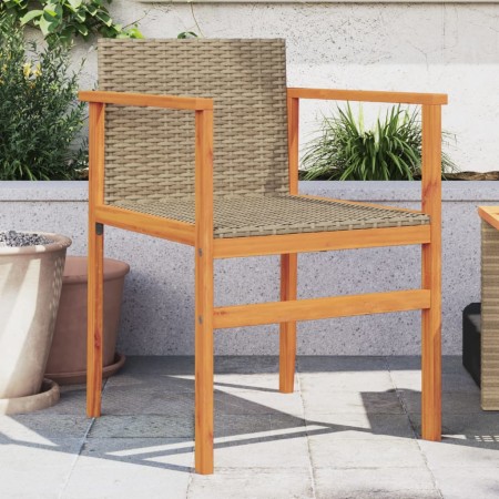 Sillas de jardín 2 uds madera maciza y ratán sintético beige en Sillas de jardín | Comprar online en Foru.es